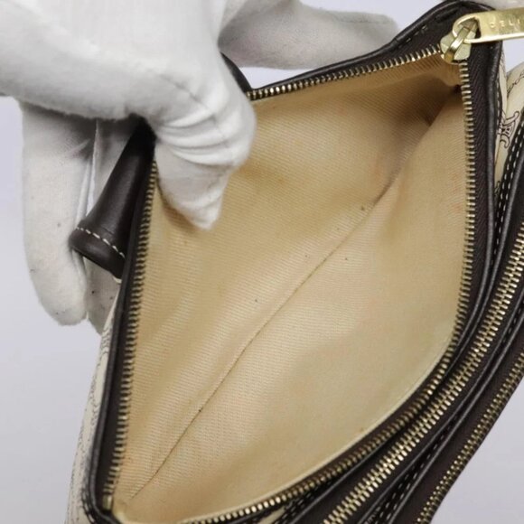 CELINE Macadam Canvas Accessory Pouch PVC Leather White Gold Auth 93826AV - Picture 2 of 14
